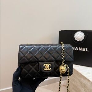 Chanel Black Quilted Mini Bag with Gold Accents